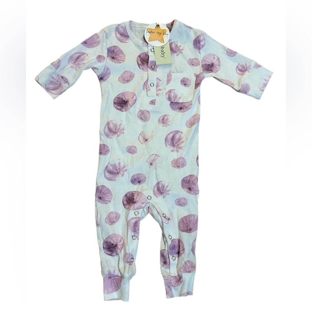 L’ovedbaby Under the Sea Collection Purple and White Footless Romper